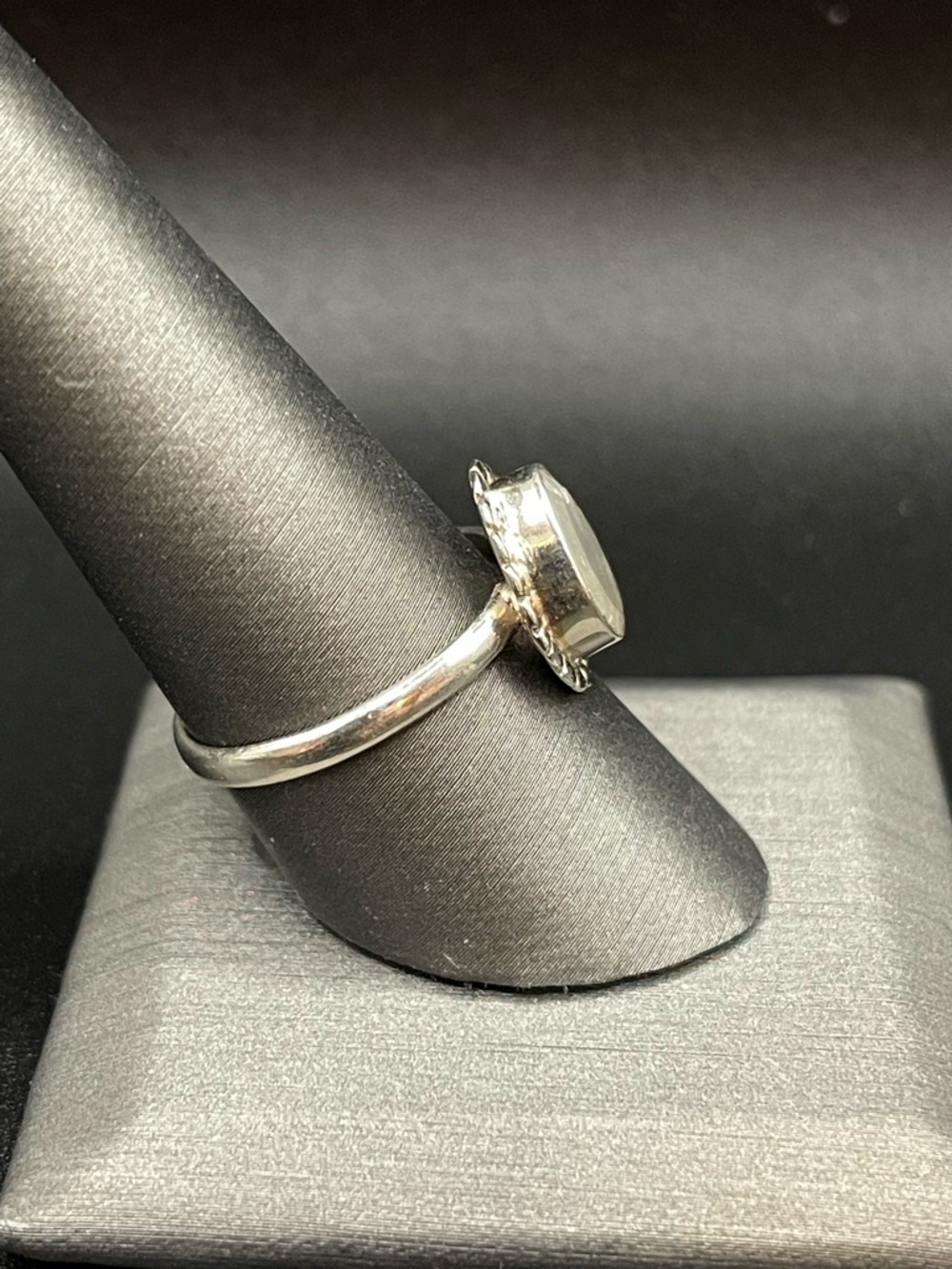 Sterling Silver Teardrop Moonstone Ring in White - Picture 2 of 6